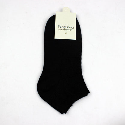 Men's Bamboo Fiber Low-Cut Socks – All Seasons Black Free Size Infinite Avenue