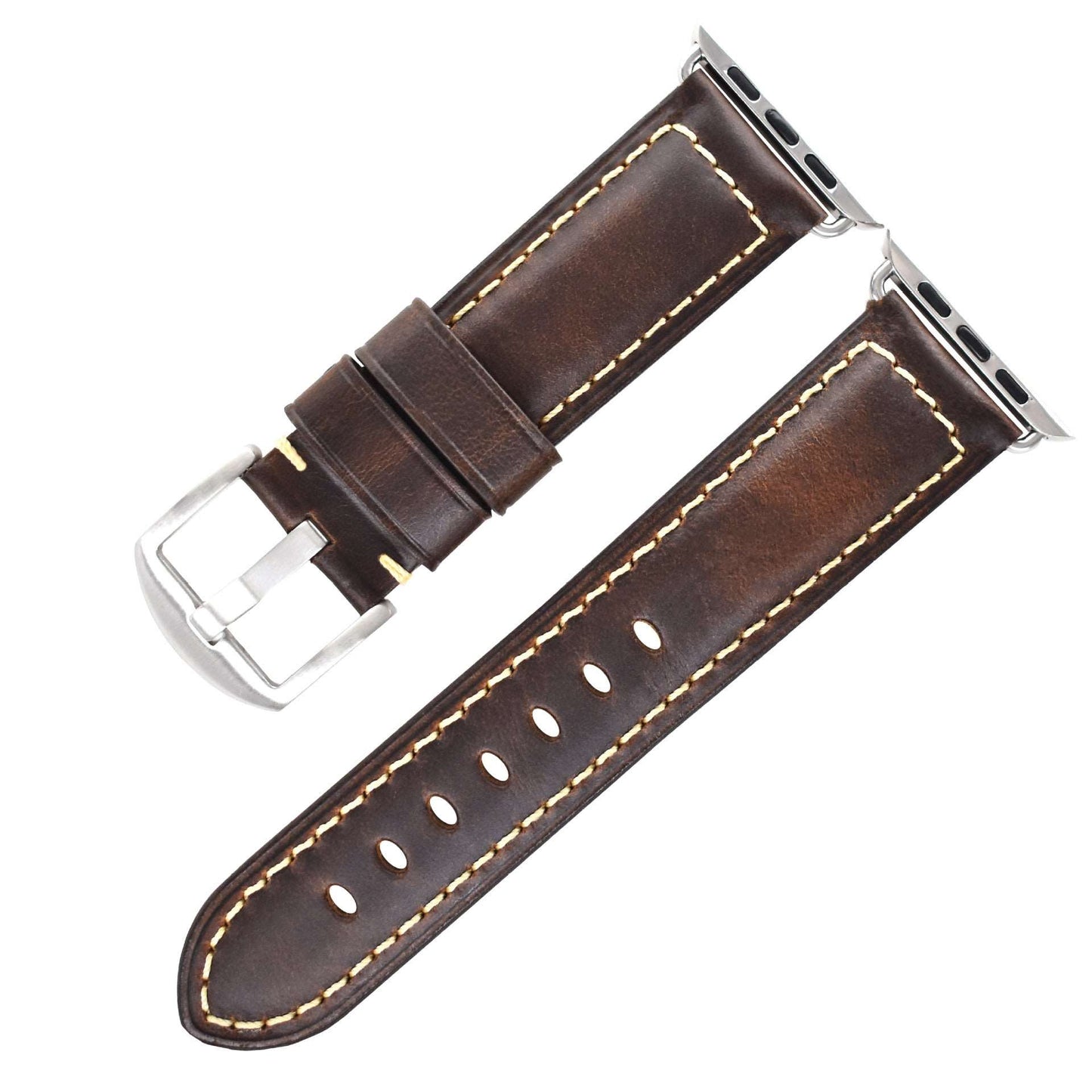 Vintage Oil Wax Genuine Cowhide Watch Band Coffee steel buckle K009S Infinite Avenue