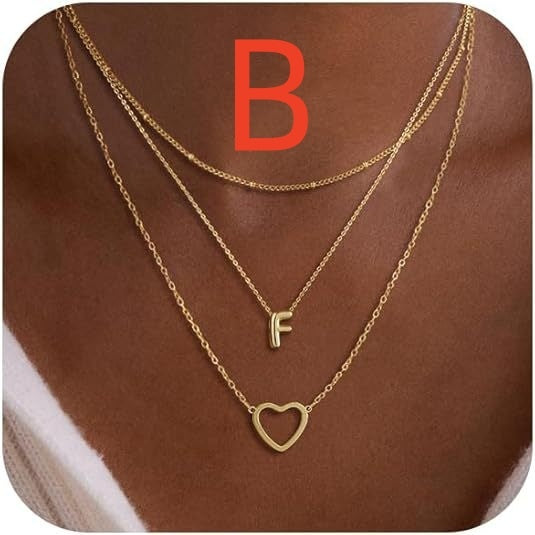 Bubble 26 Letter Necklace Stainless Steel Multi-layer Initial Letter Safety Pin Style 4 B Infinite Avenue