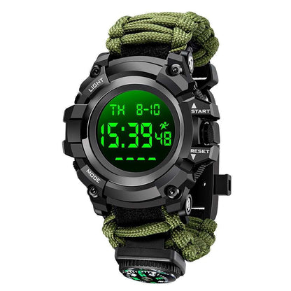 Double Display Electronic Watch Whistle Ignition Compass Thermometer Watch Men Single Green Infinite Avenue