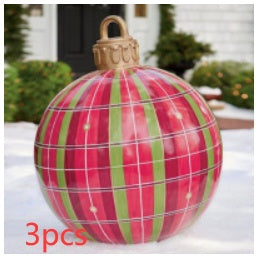 60CM Inflatable PVC Christmas Ball – Outdoor Tree Ornament Red grids 3PCS 60cm Infinite Avenue