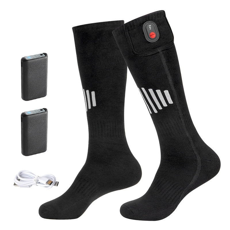 Electric Heating Pure Cotton Socks Skiing Casual Men And Women Warm-keeping Socks Black Battery Socks Free Size Infinite Avenue