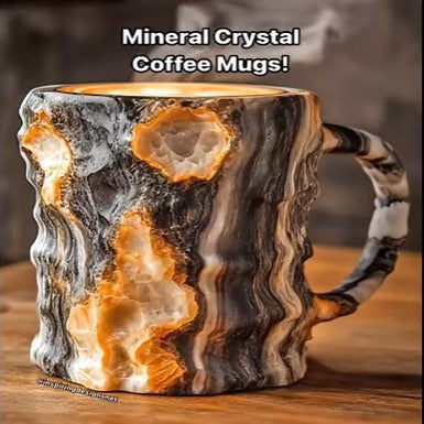 400ml Resin Crystal Coffee Mug – Elegant Cup for Home & Office Rock 10cm High Flat mouthed inner liner Infinite Avenue