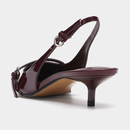 Wine Red Retro Style Pointed Toe Slingback Strap Mules Shoes Infinite Avenue