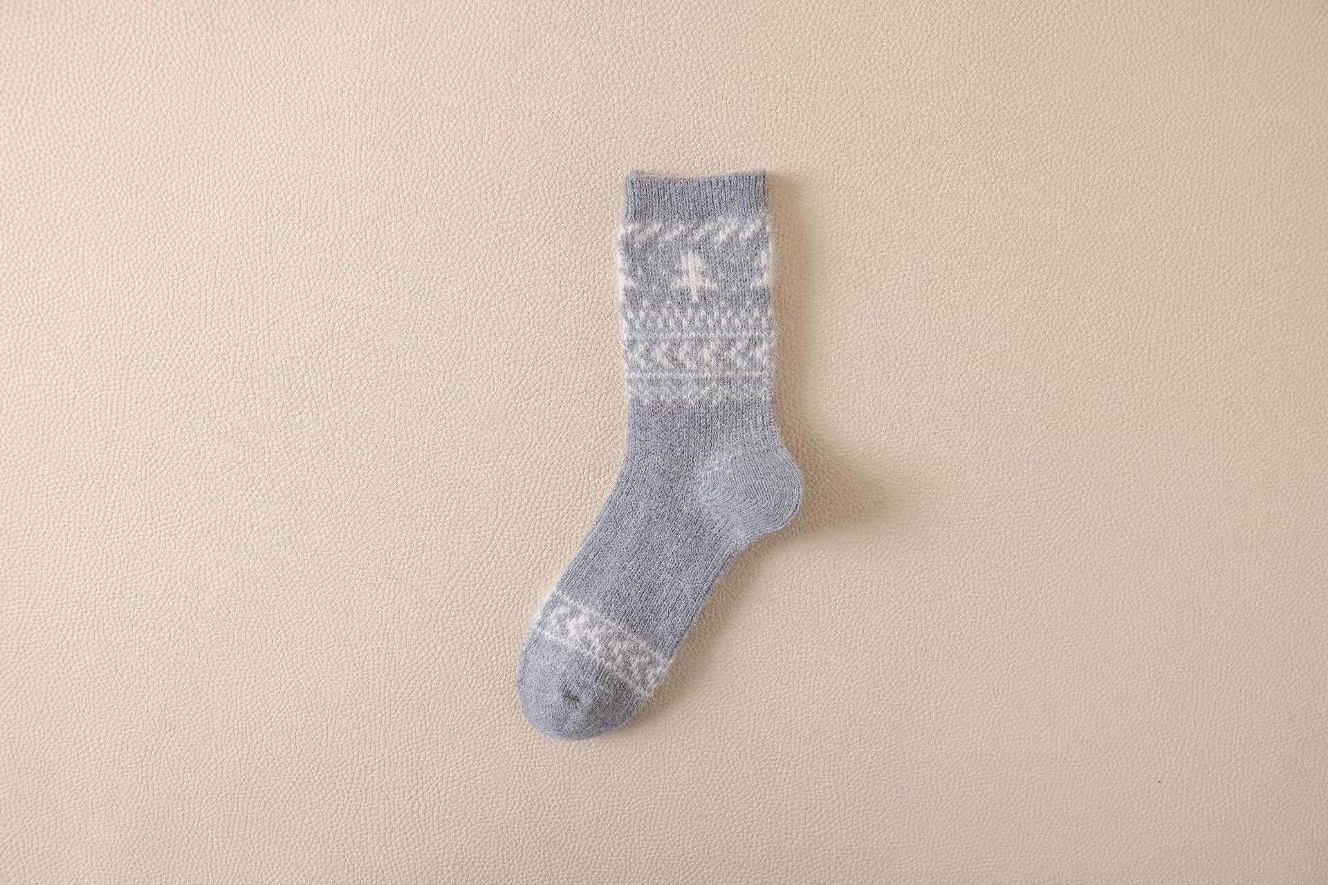 Autumn & Winter Mid-Calf Thick Knit Women's Socks 3 Light Gray Infinite Avenue