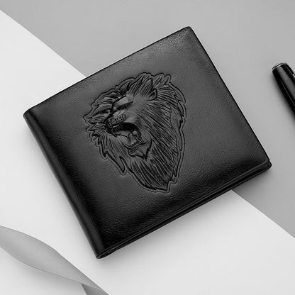 Men's Zipper Wallet Lion Embossed Pattern Animal Infinite Avenue