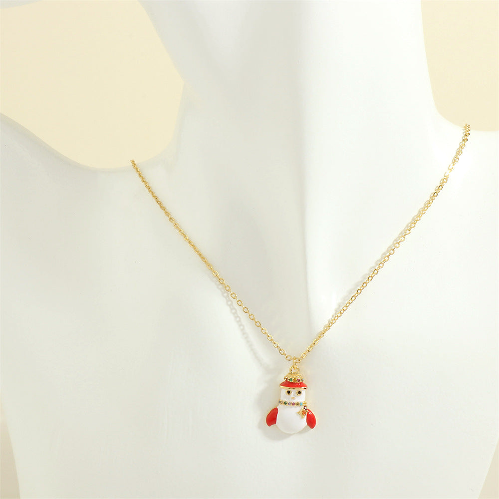 Christmas Tree & Santa Necklace – Rhinestone Clavicle Chain for Women NE2089 D Infinite Avenue