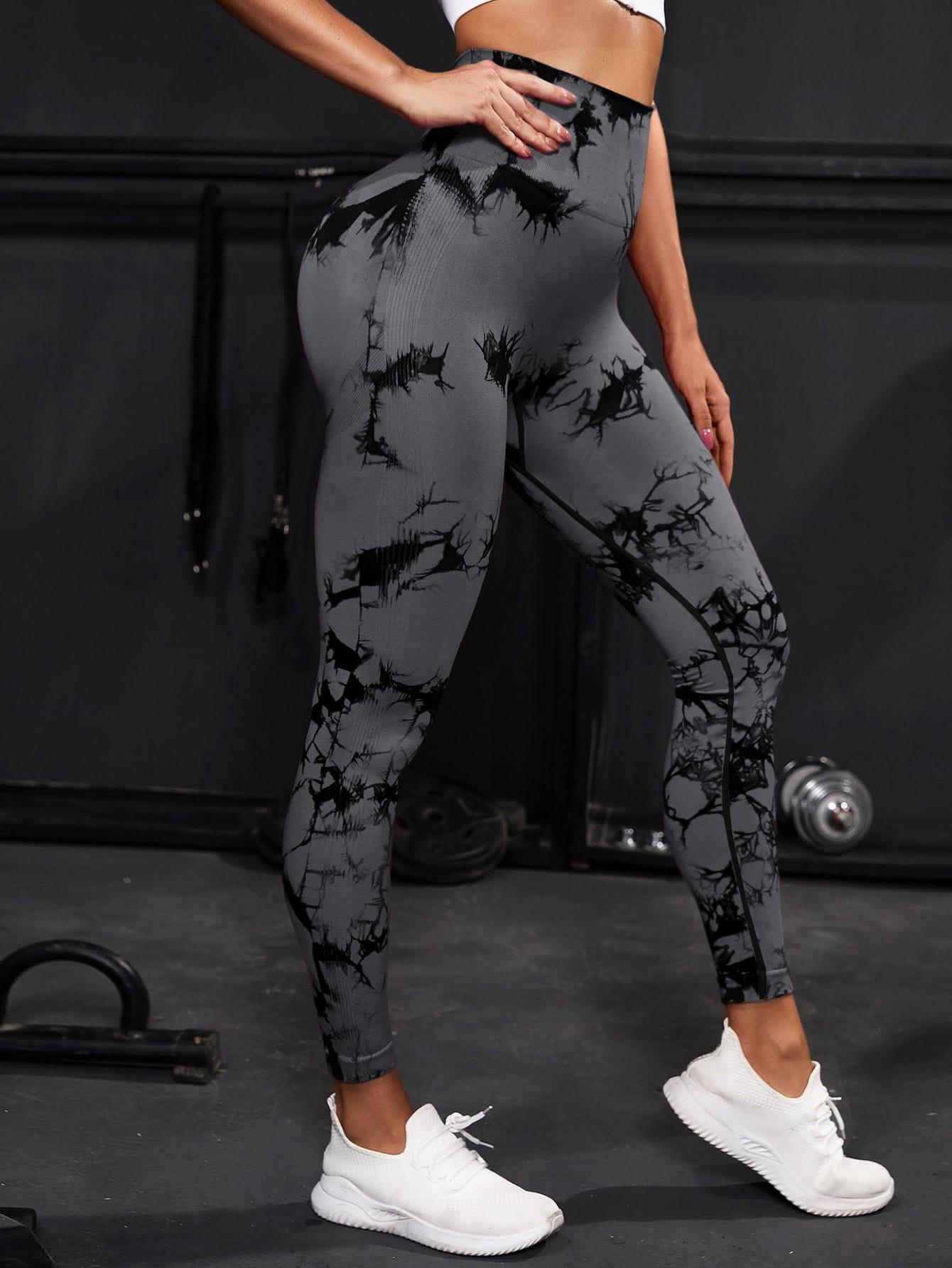 Tie Dyed High Waisted And Hip Lifting Fitness Pants - Infinite Avenue