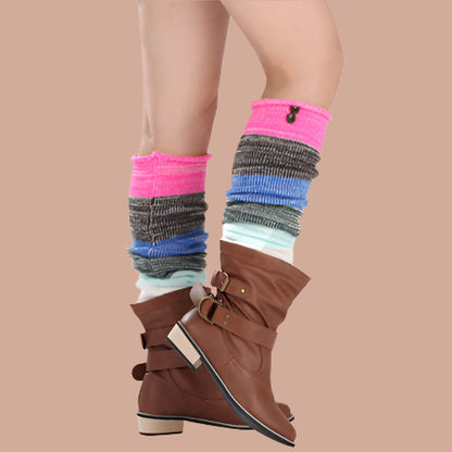 Multicolor Striped Long Wool Knee Socks – Warm & Cozy Rose Red Free Size Infinite Avenue