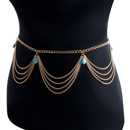 Classic Retro Turquoise Waist Belly Chain For Women Summer Beach Sexy Simple Body Chain Jewelry Accessories Gift Infinite Avenue