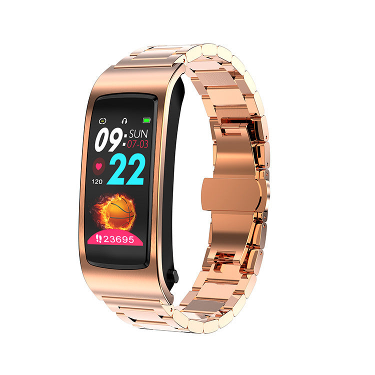 114 Screen Information Synchronization Call Prompt K11 Call Smart Bracelet Gold Steel Infinite Avenue