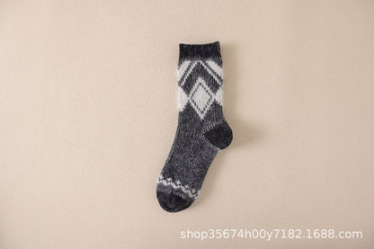 Autumn & Winter Mid-Calf Thick Knit Women's Socks 5 Black Infinite Avenue