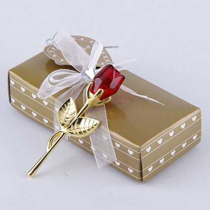 Mother's Day Creative Gift Crystal Rose Crafts Ornaments Gold Rod Red Infinite Avenue