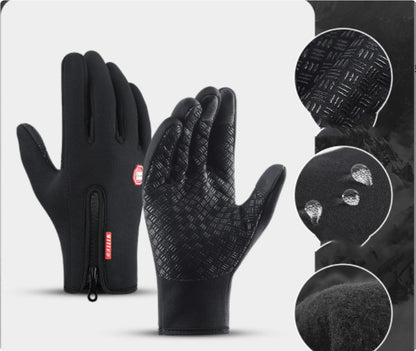 Winter Touchscreen Motorcycle Gloves – Waterproof & Fleece-Lined Black Infinite Avenue