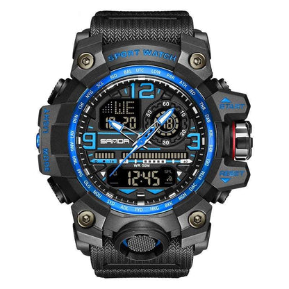 Electronic Youth Student Fashion Trend Cool Men's Watch 3133 Black And Blue For Men Infinite Avenue