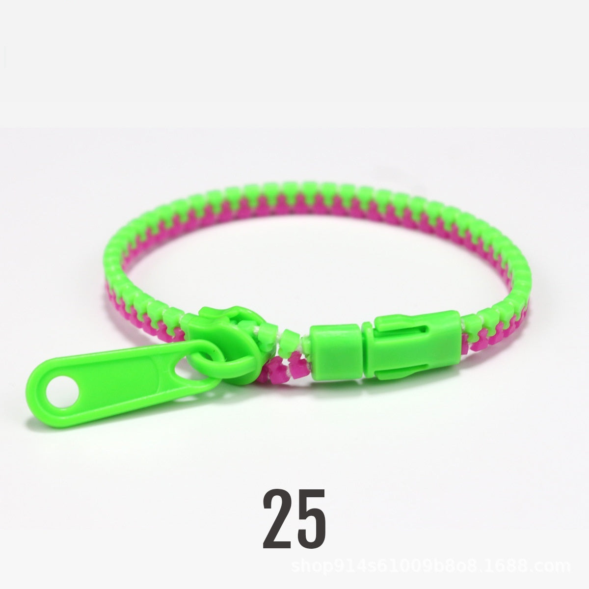 No 5 Two-color Children's Zipper Bracelet Grass Green Rose Red 10PCs Bracelet Infinite Avenue