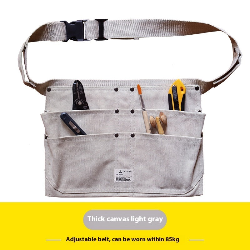 Multi-pocket Kit Apron Female Gardening Practical Carpenter Electrician Mechanic Male Apron Thick Canvas Light Gray Infinite Avenue