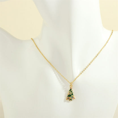 Christmas Tree & Santa Necklace – Rhinestone Clavicle Chain for Women NE2089 F Infinite Avenue