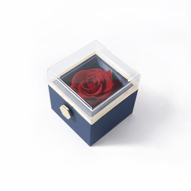 Fashion Acrylic Rotating Rose Jewelry Box Sapphire Blue Infinite Avenue