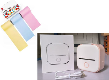 Portable Mini Thermal Label & Photo Printer – Bluetooth Compatible Pink setB USB Infinite Avenue