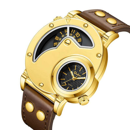 Gold Multi-functional Exaggerated Dial Watch For Men Infinite Avenue