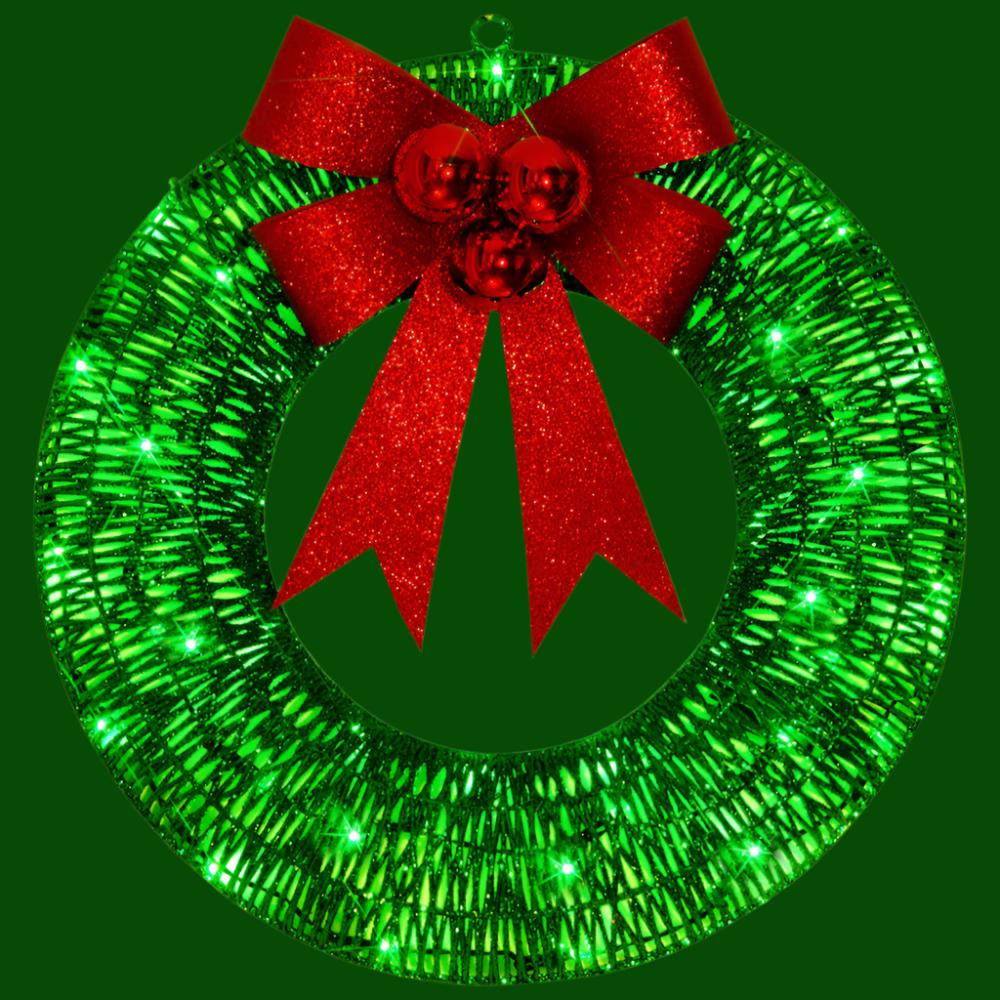 50CM LED Christmas Garland – Luminous Metal Wreath with Bowknot Green 50cm Infinite Avenue