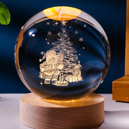 Luminous Starry Sky Crystal Ball – Moon Night Light & Gift Solid Wood Lamp Holder Elderly 6cm crystal ball Infinite Avenue