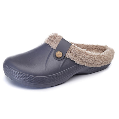 Female Plus Size Fleece-lined Home Cotton Slippers Gray Infinite Avenue