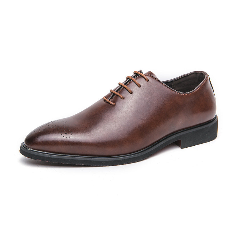 Casual Fashion Simple Lace-up Trendy Business Formal Wear Leather Shoes Brown Infinite Avenue