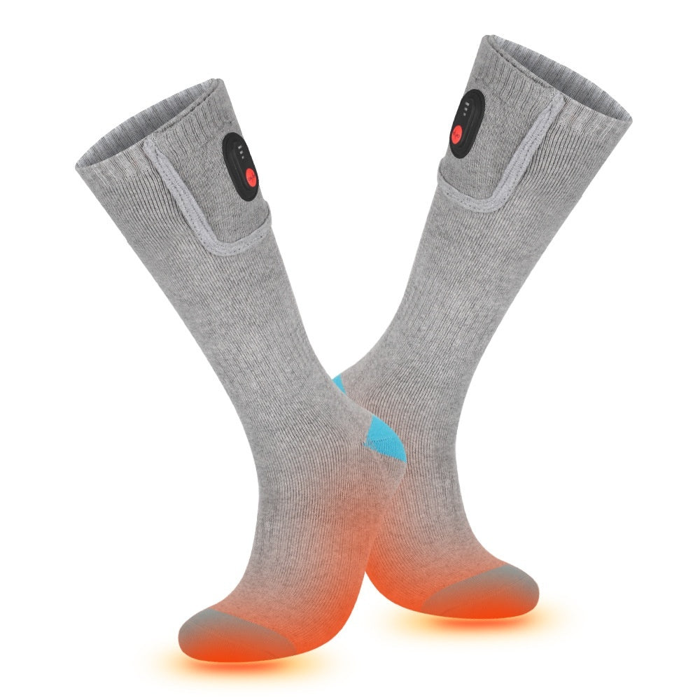 Electric Heated Cotton Socks – Warm Skiing Socks for Men & Women Gray Blue Thin Socks Free Size Infinite Avenue