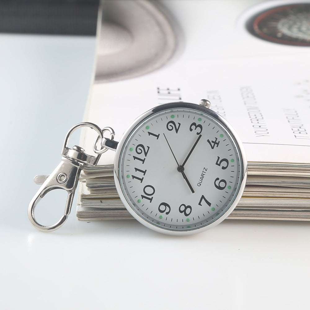 Clear Numbers Luminous Watch Keychain Pocket Watch White Steel Infinite Avenue