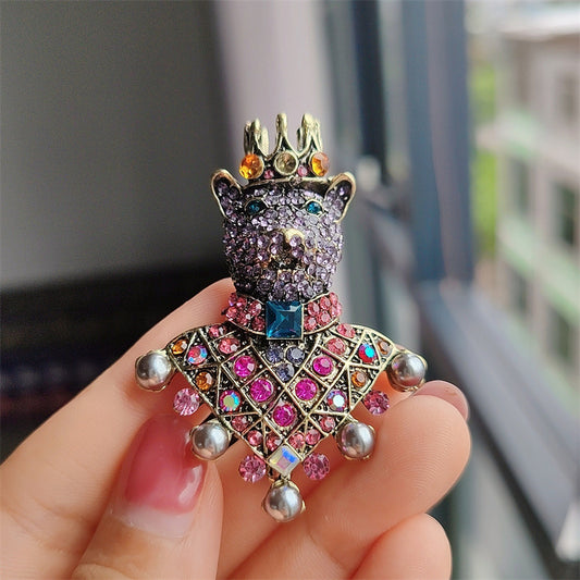 Women's Diamond Crown Bear Brooch Infinite Avenue