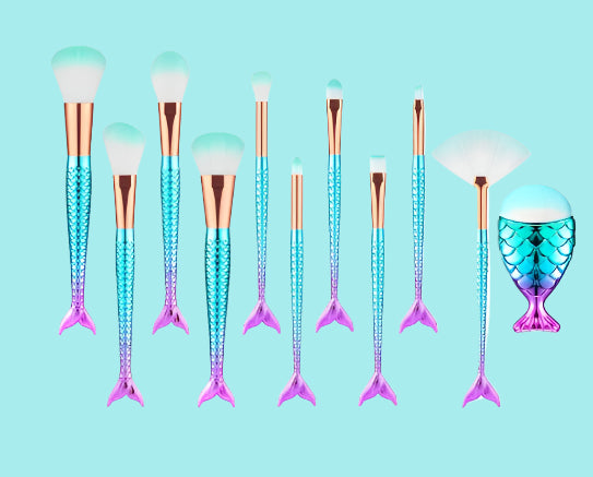 Mermaid Shaped Makeup Brushes Makeup Brushes Infinite Avenue