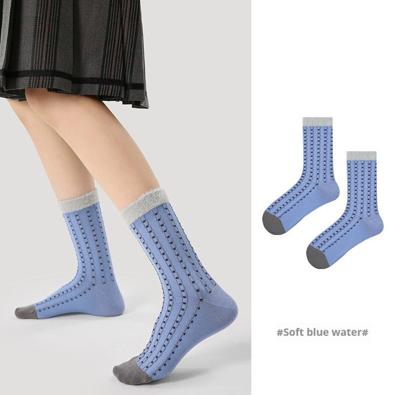 Vintage Court Style Mid-Length Socks Soft Blue Water Average Size Infinite Avenue