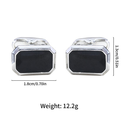 European And American Round Geometric Black Gemstone Cufflinks B1379 Alloy Infinite Avenue