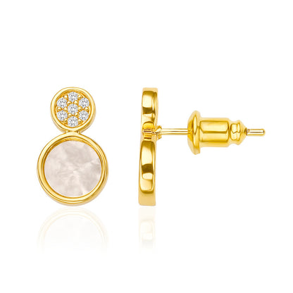 Micro Inlaid Zircon Stitching Sequined Shell Ear Studs Infinite Avenue