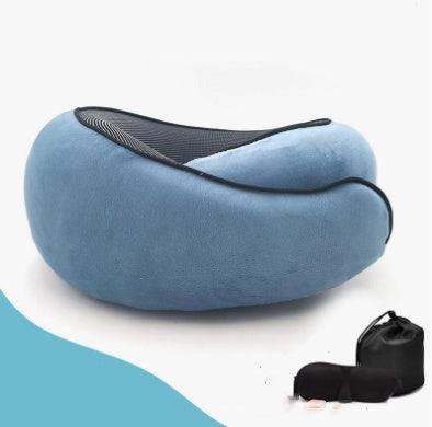 Travel Neck Pillow Non-Deformed Airplane Pillow Travel Neck Cushion Durable U-Shaped Travel Memory Cotton Nap Neck Pillow Peacock Blue Set Infinite Avenue