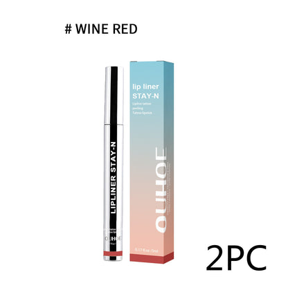 Lip Liner Pen Dark Brown Waterproof Long Lasting Plump Soft Lip Gloss Makeup Cosmetics Wine Red 2PC Infinite Avenue