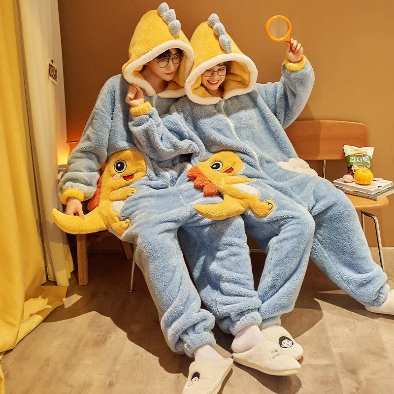 Cute Cartoon One-Piece Pajamas – Plush Winter Home Wear Infinite Avenue