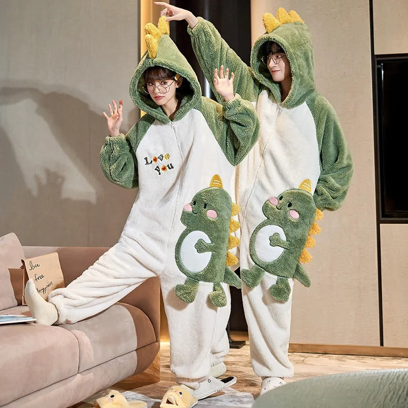 Cute Cartoon One-Piece Pajamas – Plush Winter Home Wear Infinite Avenue