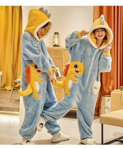 Cute Cartoon One-Piece Pajamas – Plush Winter Home Wear Infinite Avenue