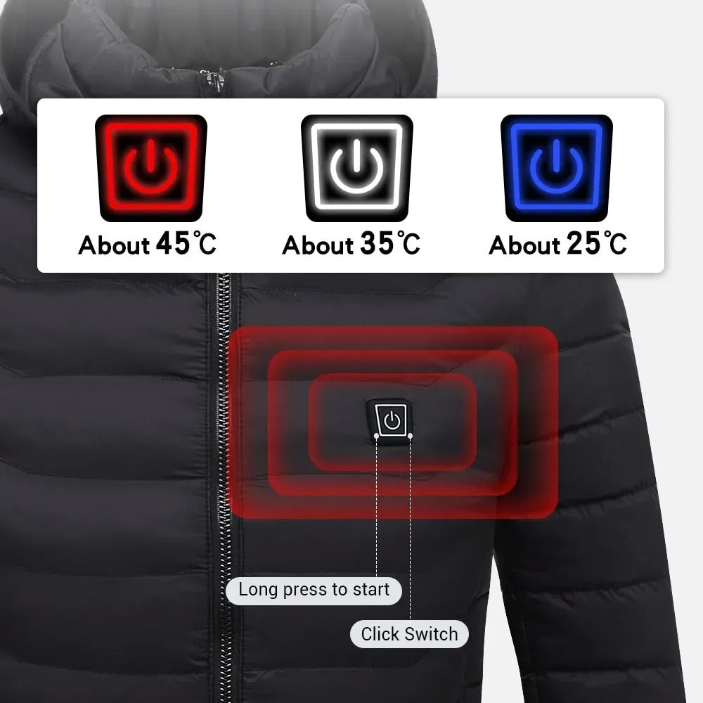 Men’s USB Heated Jacket – Thermal Cotton Coat for Winter Infinite Avenue