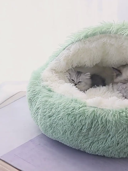 2 In 1 Dog And Cat Bed Pet Winter Bed Round Plush Warm Bed House Soft Long Plush Pets Bed Pet Products